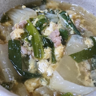 アツアツ☆めんつゆで簡単☆白菜とひき肉の簡単スープ